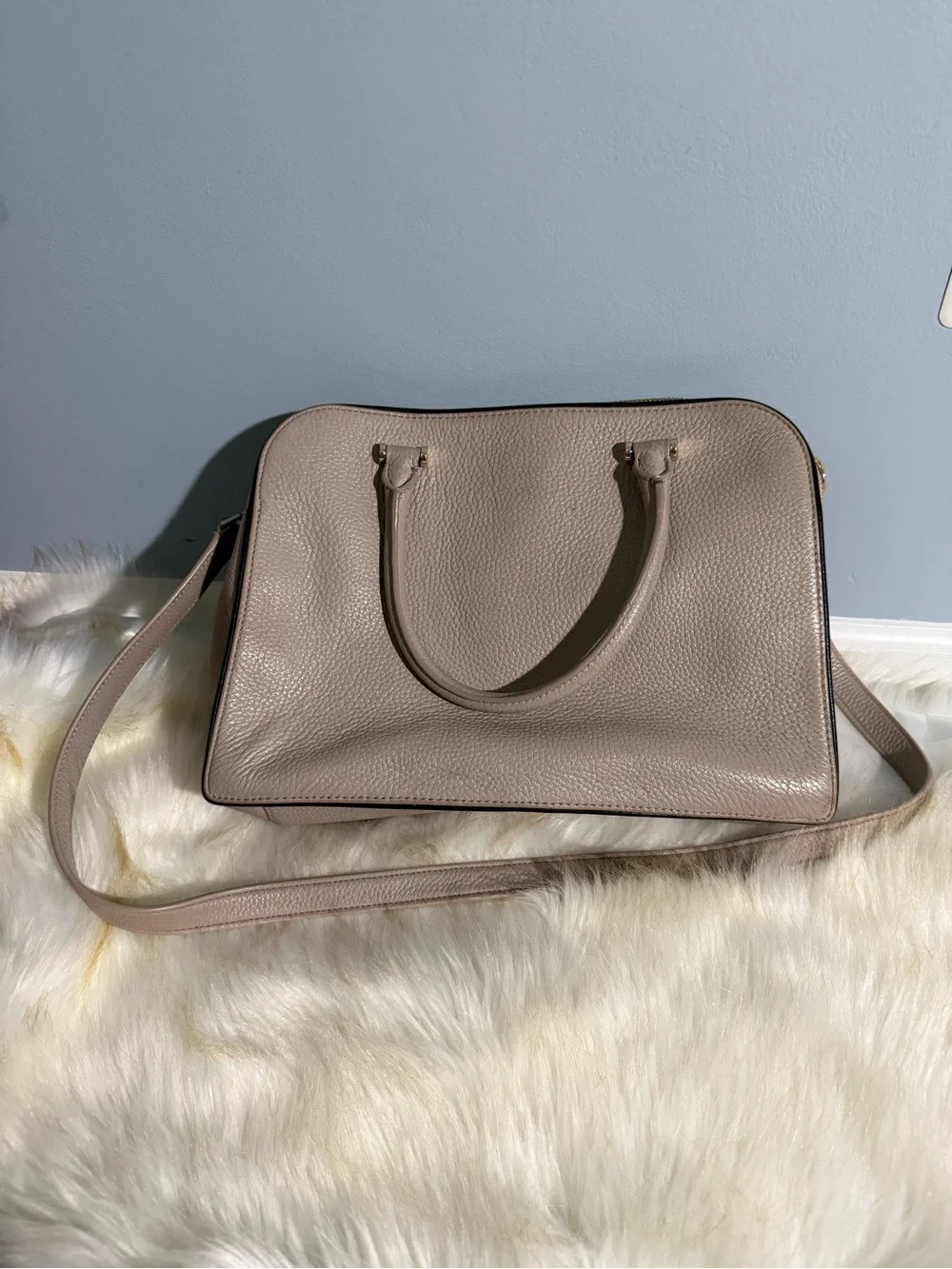 Kate Spade Pebbled Leather Dome Satchel Allyn Chester — Taupe